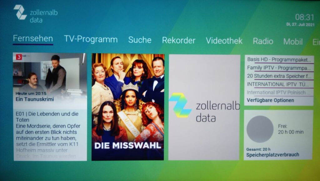 Benutzeroberfläche zollernalb IPTV